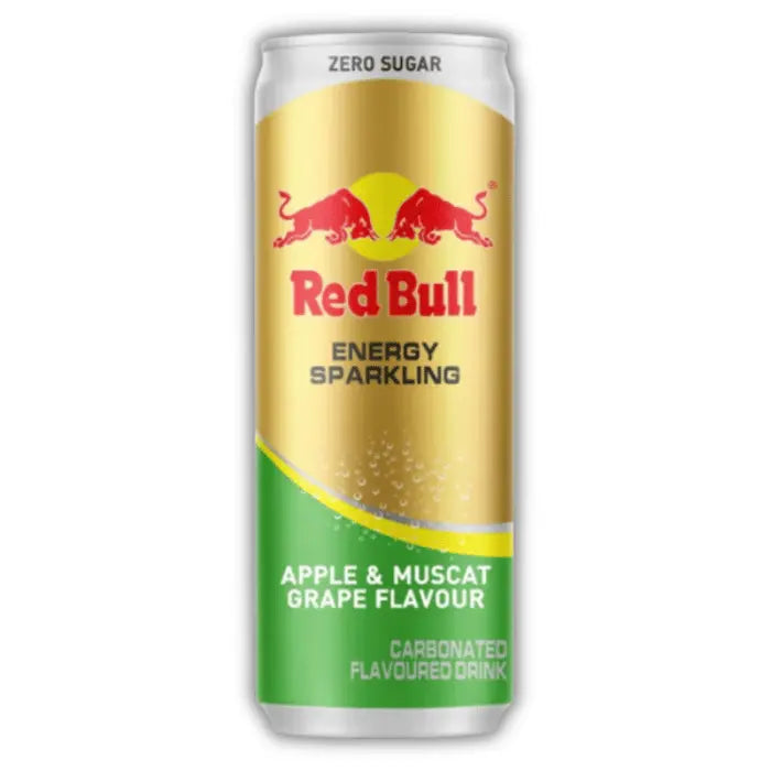 Red Bull Apple & Muscat – Boisson énergisante pétillante au raisin muscat et à la pomme verte, fraîche et fruitée.
