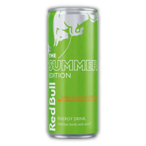 Red Bull Summer Maracuja Banana – Boisson énergisante exotique au fruit de la passion et à la banane.