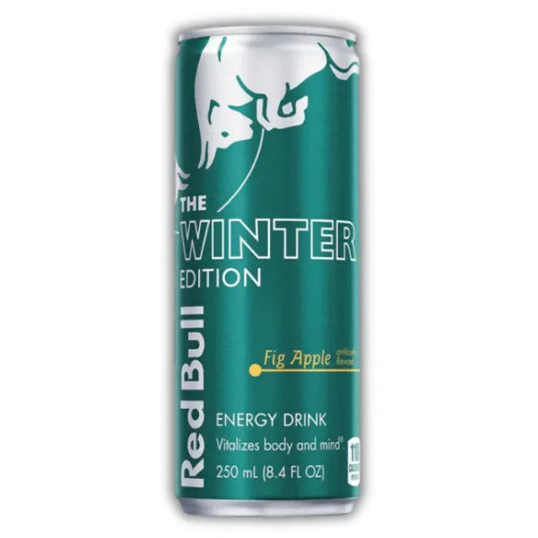 Red Bull Winter Fig & Apple – Boisson énergisante hivernale au goût figue et pomme, douce et fruitée.