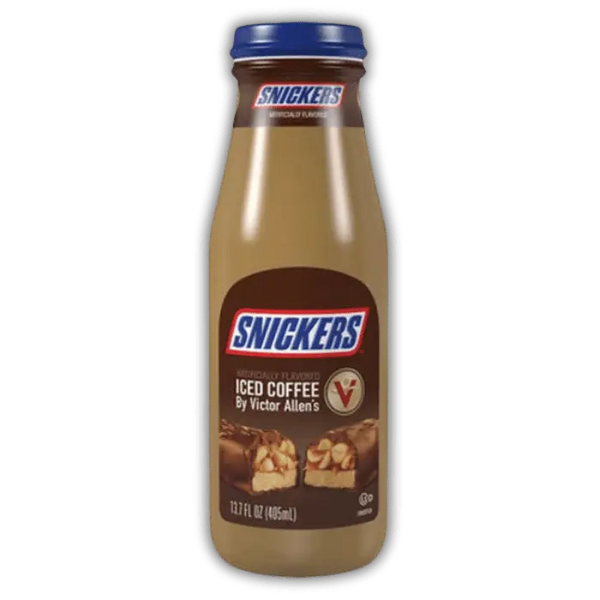 Snickers Iced Coffee Bonbiz – boisson glacée au café et chocolat Snickers, friandise américaine rafraîchissante.