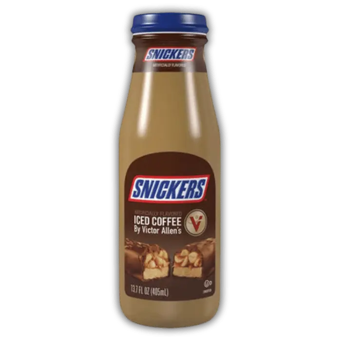 Snickers Iced Coffee Bonbiz – boisson glacée au café et chocolat Snickers, friandise américaine rafraîchissante.