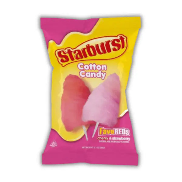 Sachet de Starburst Cotton Candy, barbe à papa américaine au goût fruité, disponible en épicerie américaine et magasin de bonbon.
