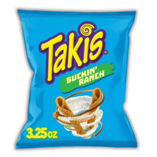 Takis Buckin' Ranch – chips américaines roulées goût ranch crémeux et épicé, snack US original et croustillant.