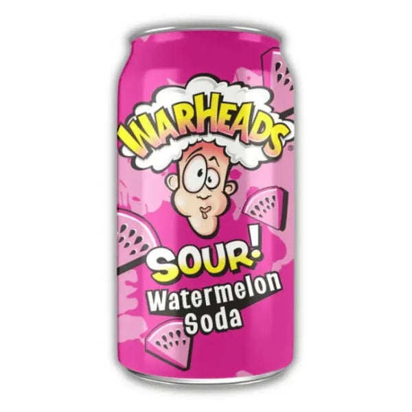 Warheads Sour Watermelon – soda américain pastèque ultra acide, boisson extrême et fruitée dispo chez Bonbiz.