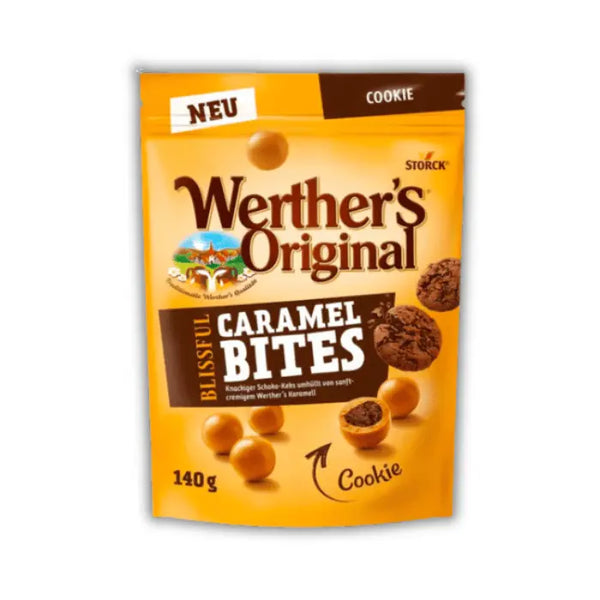 Werther's Blissful Caramel Cookie – Bonbons tendres au caramel et éclats de cookie, fondants et gourmands.