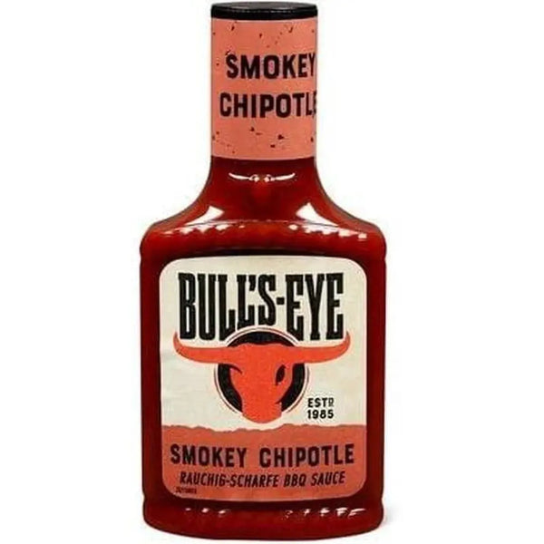 Bull's Eye Sauce Barbecue Smokey Chipotle - Sauce BBQ américaine au piment chipotle fumé, saveur intense et épicée, idéale pour grillades, burgers et marinades relevées, dispo sur Bonbiz, le must des sauces US authentiques.