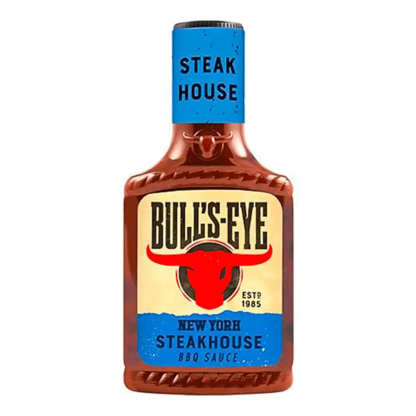 Bull's Eye Sauce Barbecue Steakhouse - Sauce BBQ américaine au goût intense et fumé, parfaite pour sublimer steaks, grillades et burgers, une saveur authentique façon steakhouse, dispo sur Bonbiz, la référence des sauces US gourmandes.