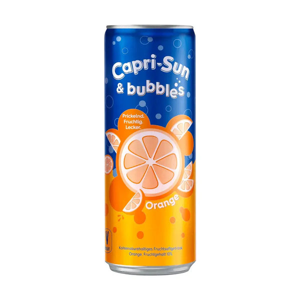 Capri Sun & Bubbles Orange - Boisson pétillante à l'orange, saveur fruitée et rafraîchissante, bulles légères pour une expérience désaltérante unique, parfaite pour une pause vitaminée, dispo sur Bonbiz, la référence des boissons américaines tendance.