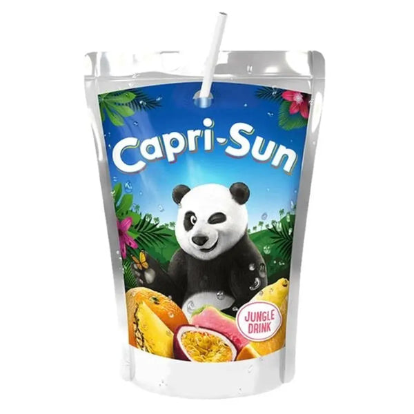 Capri Sun Jungle - Boisson fruitée exotique au goût tropical, ultra rafraîchissante et désaltérante, idéale pour une pause gourmande pleine de saveurs, format pratique à emporter, dispo sur Bonbiz, la référence des boissons américaines tendance.