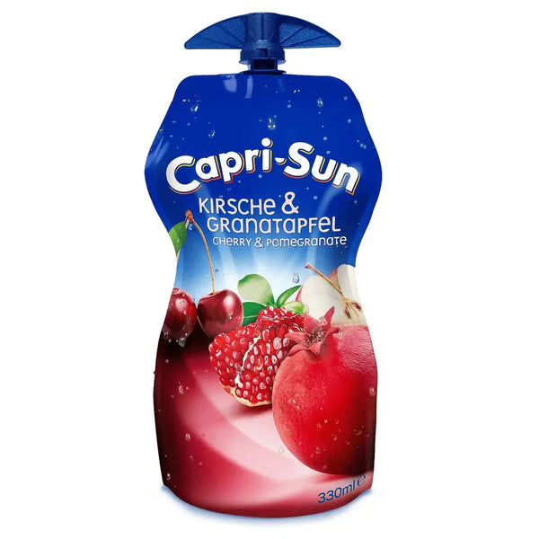 Capri Sun Cherry & Pomegranate - Boisson fruitée à la cerise et grenade, saveur douce et acidulée ultra rafraîchissante, idéale pour une pause désaltérante, format pratique à emporter, dispo sur Bonbiz, la référence des boissons américaines tendance.