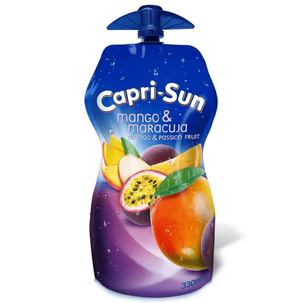 Capri Sun Mango & Maracuja - Boisson fruitée exotique à la mangue et au fruit de la passion, ultra rafraîchissante et désaltérante, idéale pour une pause gourmande aux saveurs tropicales, format pratique à emporter, dispo sur Bonbiz, la référence des boissons américaines tendance.