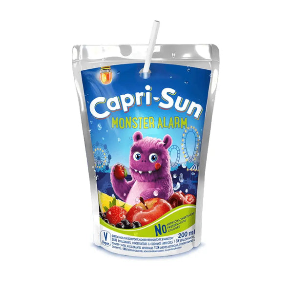 Capri Sun Monster Alarm - Boisson fruitée fun et rafraîchissante aux saveurs tropicales, ultra désaltérante et idéale pour une pause pleine d’énergie, format pratique à emporter, dispo sur Bonbiz, la référence des boissons américaines originales.