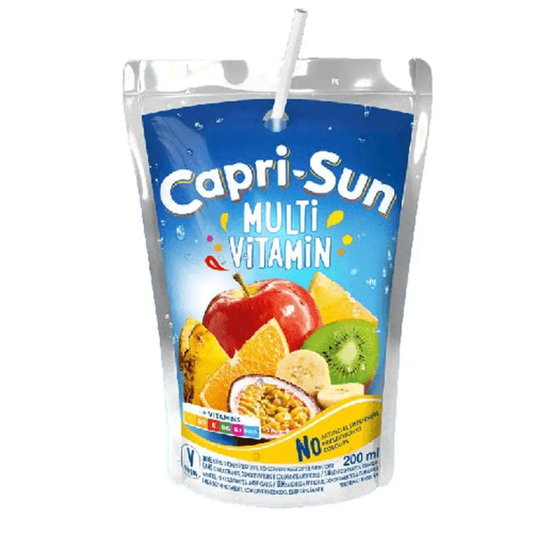Capri Sun Multi Vitamin - Boisson fruitée enrichie en vitamines, saveur douce et rafraîchissante, idéale pour une pause désaltérante et énergisante, format pratique à emporter, dispo sur Bonbiz, la référence des boissons américaines santé et bien-être.