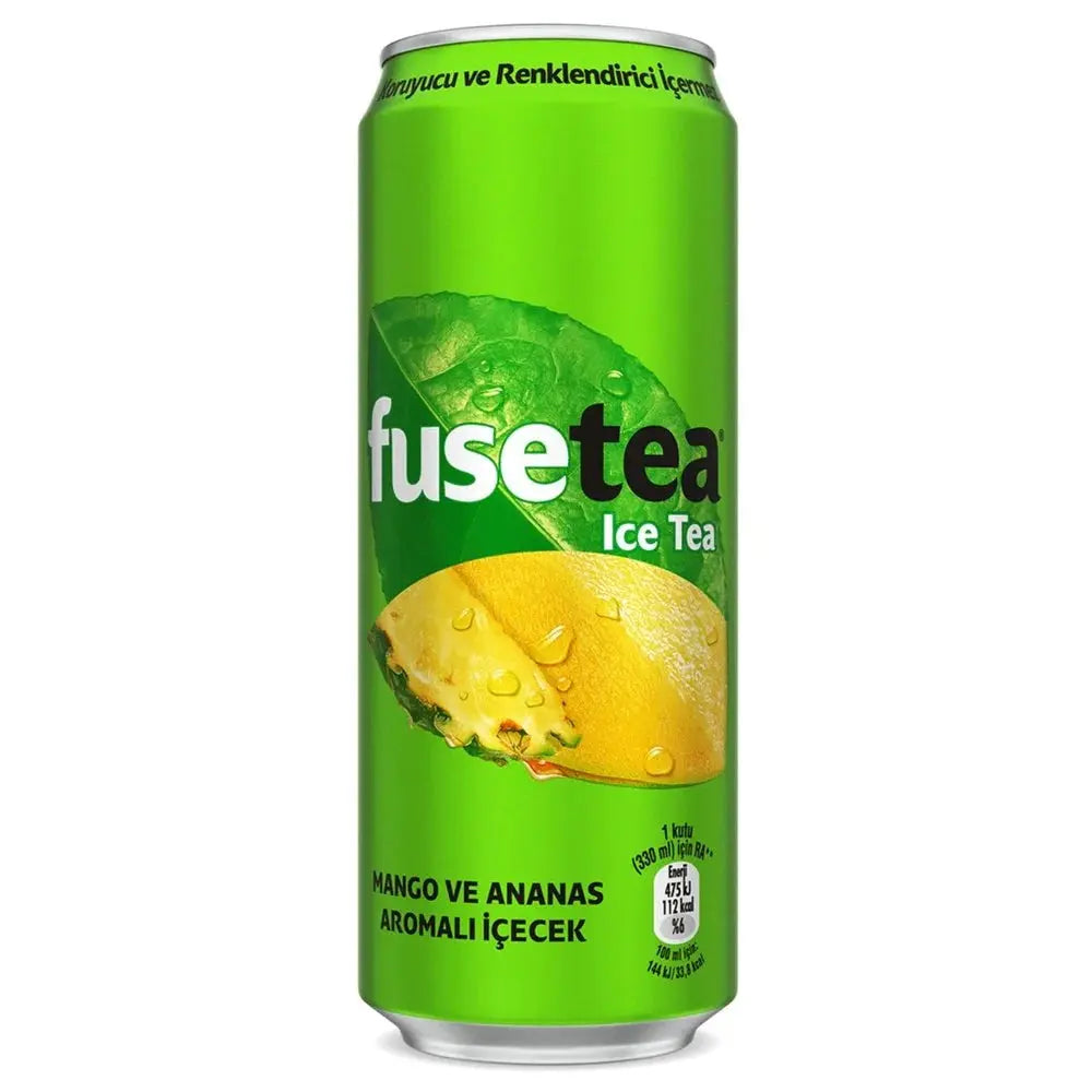 Fuze Tea Ice Tea Pineapple Mango - Thé glacé fruité au mélange de pomme et mangue, saveur tropicale et rafraîchissante pour une expérience désaltérante et sucrée, dispo sur Bonbiz, la référence des thés glacés fruités et exotiques.