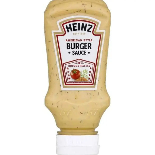 Heinz Sauce Burger - Sauce savoureuse au goût sucré et épicé, idéale pour sublimer vos burgers, saveur riche et gourmande pour une expérience gustative unique, dispo sur Bonbiz, la référence des sauces et condiments américains pour vos repas.