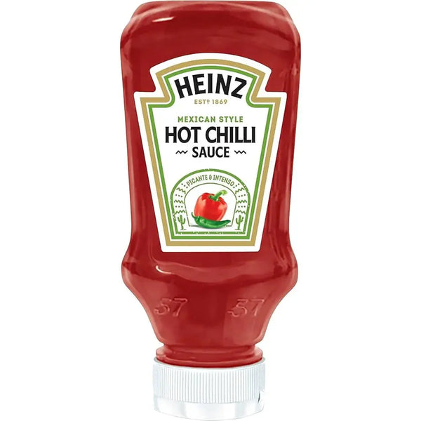 Heinz Sauce Hot Chili - Sauce épicée au chili, saveur piquante et intense pour rehausser vos viandes, tacos ou burgers, dispo sur Bonbiz, la référence des sauces épicées et audacieuses américaines.