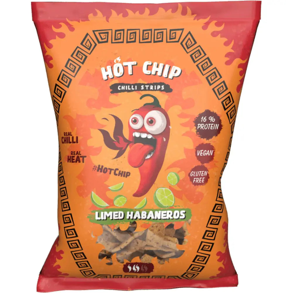 Hot Chip Strips Limed Habaneros - Chips croquantes au goût de habanero et lime, saveur intense et piquante pour une expérience audacieuse et rafraîchissante, dispo sur Bonbiz, la référence des snacks épicés et rafraîchissants américains.