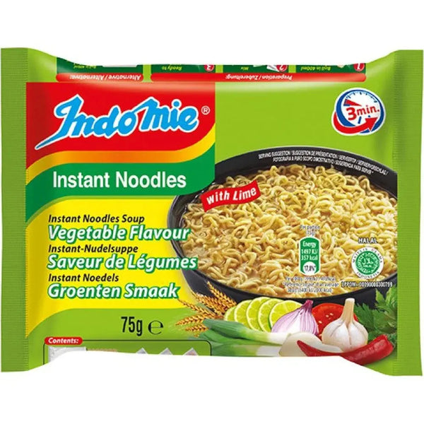 Indomie Instant Noodles Vegetable Flavour, des nouilles asiatiques savoureuses au goût de légumes, prêtes en quelques minutes pour un repas rapide et délicieux. À retrouver sur Bonbiz, ton American & Asian Market en ligne !