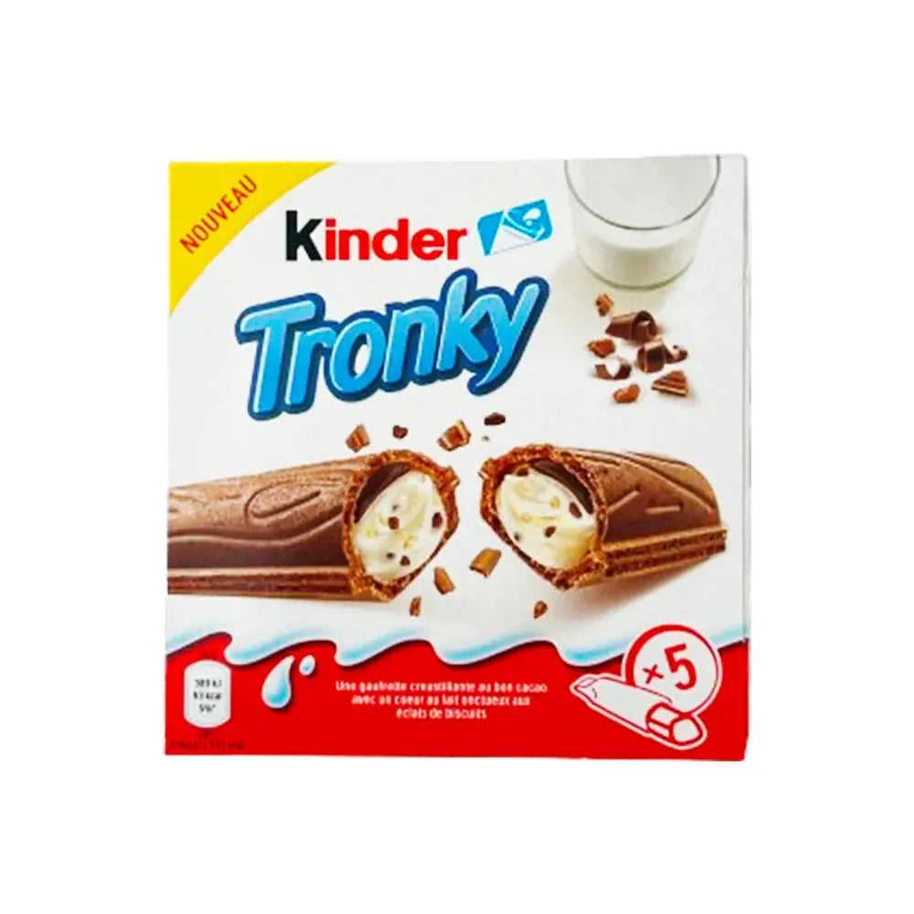 Goûtez le Kinder Tronky Big, une barre chocolatée croustillante fourrée à la noisette. Disponible sur Bonbiz, votre american shop.