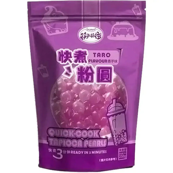 KLKW Quick-Cook Tapioca Taro, des perles de tapioca prêtes en quelques minutes, idéales pour un Taro Bubble Tea crémeux et savoureux. À retrouver sur Bonbiz, ton American & Asian Market en ligne !