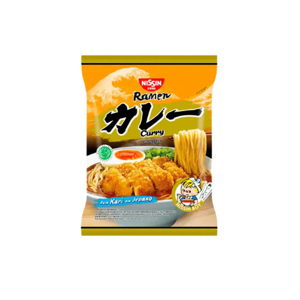 Nissin Ramen Curry Rasa Kari Ala Jepang, des ramen instantanés au curry japonais, avec un bouillon riche et épicé, prêts en quelques minutes. À retrouver sur Bonbiz, ton American & Asian Market en ligne !