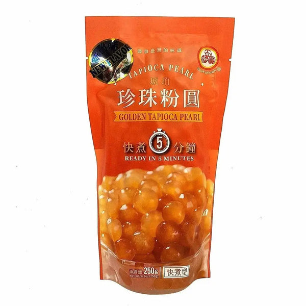 Tapioca Pearl Bubble Tea Golden, des perles de tapioca dorées et moelleuses, parfaites pour un Bubble Tea maison raffiné et élégant. À retrouver sur Bonbiz, ton American & Asian Market en ligne