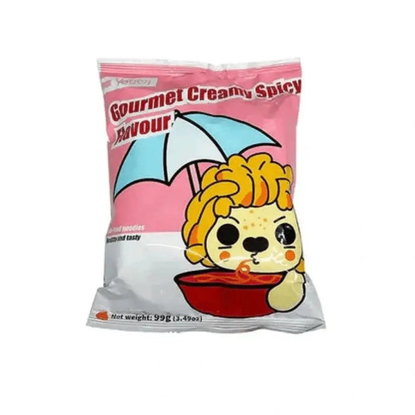 Youmi Instant Noodles Creamy Spicy, des nouilles asiatiques crémeuses et épicées, idéales pour un repas intense et savoureux. À retrouver sur Bonbiz, ton American & Asian Market en ligne !
